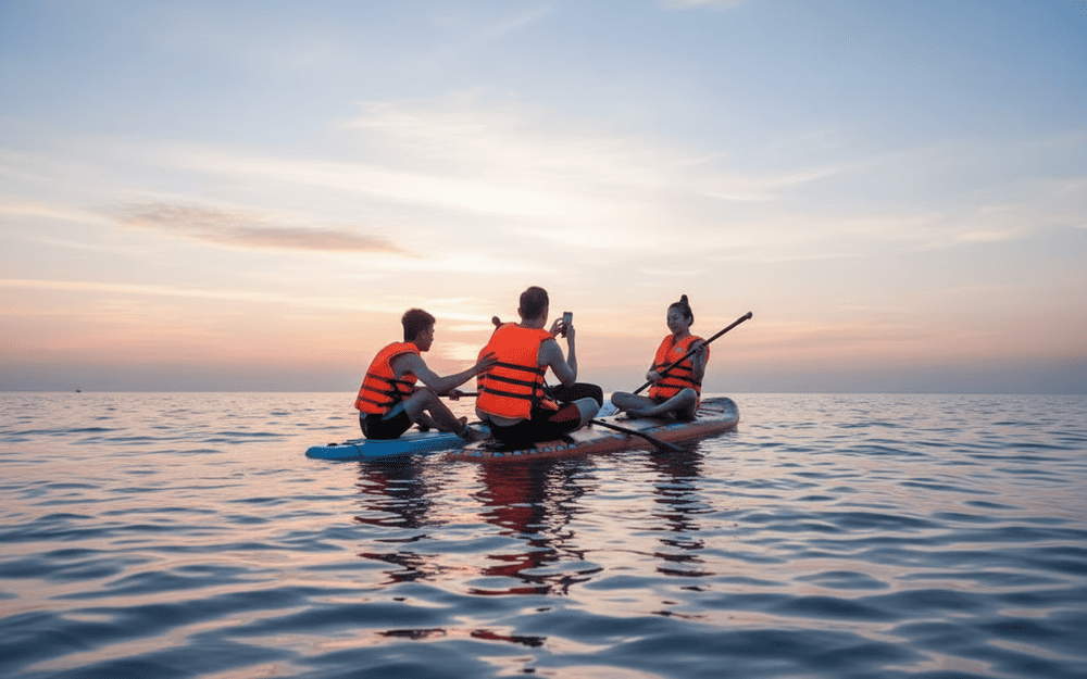 Cùng tận hưởng trải nghiệm tuyệt vời với các bộ môn thể thao như chèo SUP, chèo kayak tại Bãi Dứa